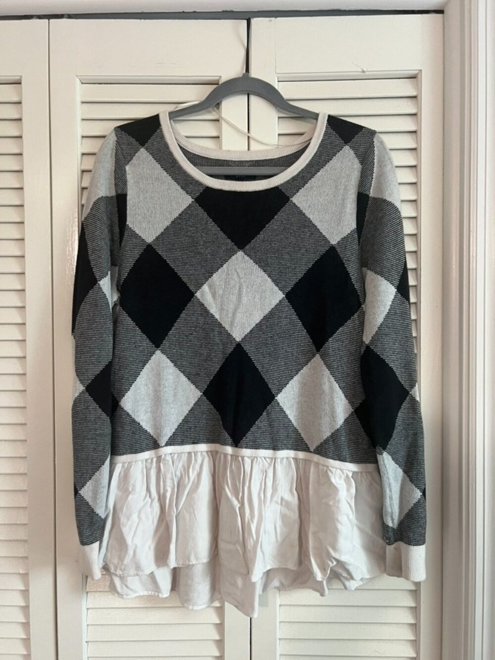 Kaari Blue Black and White Sweater